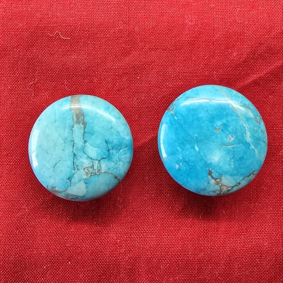 Vintage 1970s Turquoise Round Post Earrings - Picture 1 of 3